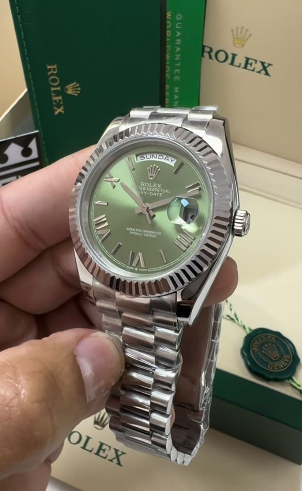 Rolex Day-Date Silver / Green