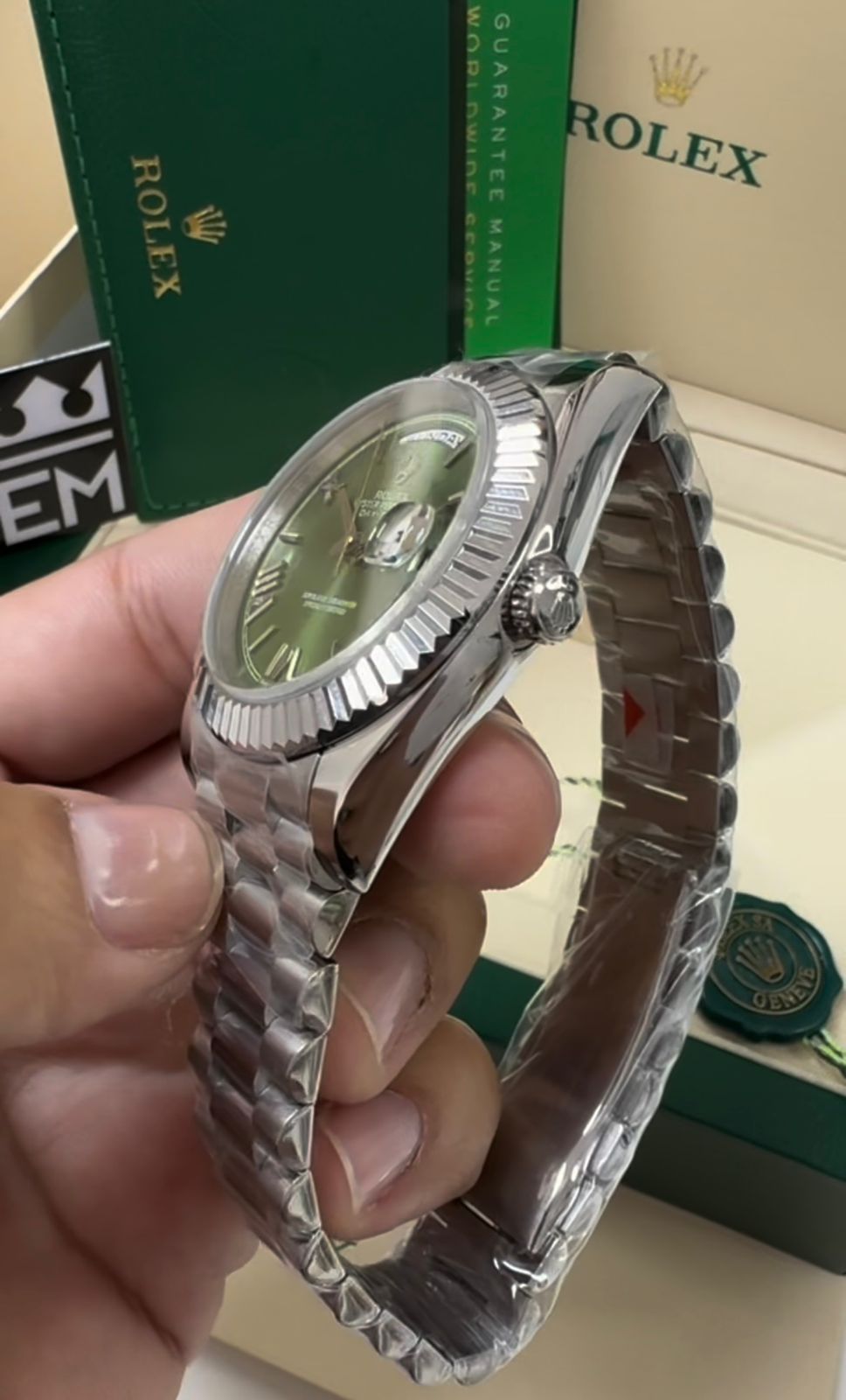 Rolex Day-Date Silver / Green