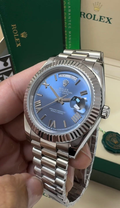 Rolex Day-Date Silver / Blue