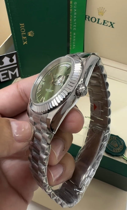 Rolex Day-Date Silver / Green